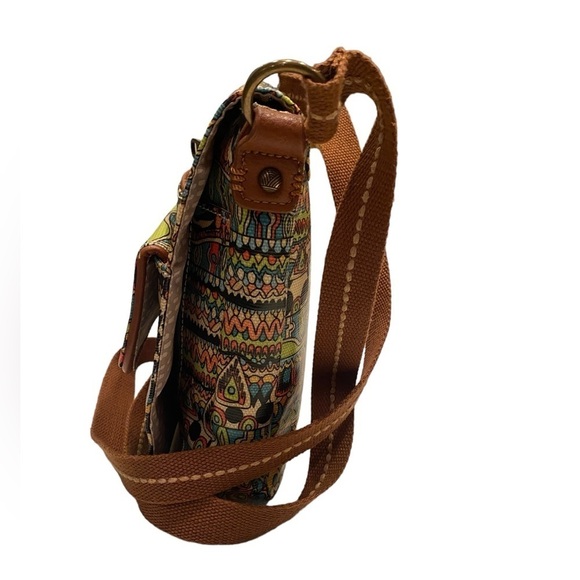 Sakroots Boho Festival Coated Canvas Small Flap Messenger Crossbody Bag Purse - Picture 5 of 16